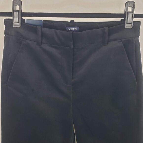 NWT J.Crew Kallie Black Velvet Straight Leg 98% Cotton Stretch Mid Rise Pants 2 - Picture 5 of 16